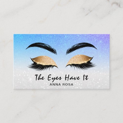  BLUE PURPLE Lashes Extensions Brows Girly Business Card