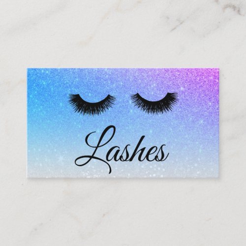  BLUE PURPLE Lashes Extensions Girly Glitter Business Card