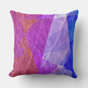 Blue Purple Leather Throw Pillow