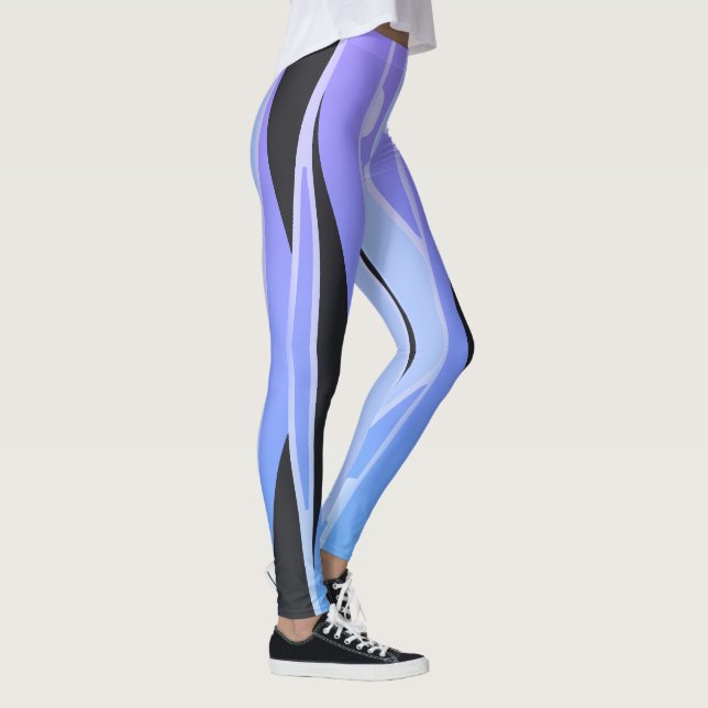 Blue & Purple Leggings With Wavy Black Stripes (Right)