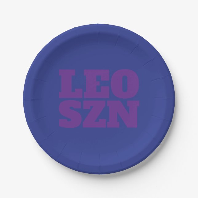 Blue Purple Leo SZN Cool Paper Plates (Front)