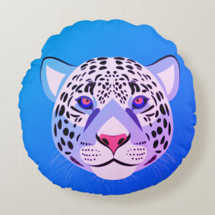 Blue & Purple Leopard Head Throw Pillow