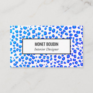 Blue Purple Leopard Modern Custom Animal Print Business Card