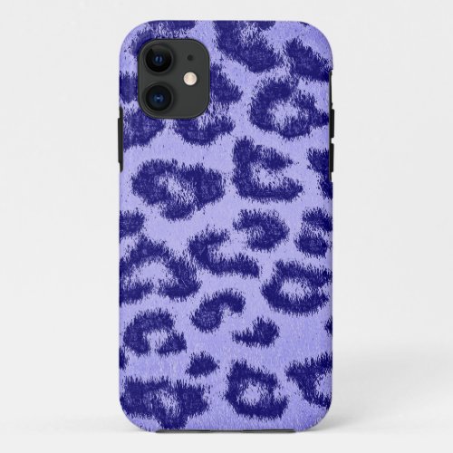 Blue Purple Leopard Print Skin Fur iPhone 11 Case