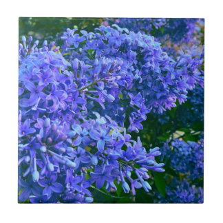 Blue purple lilacs romantic blue floral photo ceramic tile