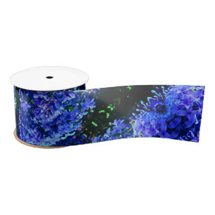 Blue purple lilacs romantic blue floral photo satin ribbon