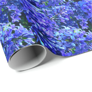 Blue purple lilacs romantic blue floral photo wrapping paper