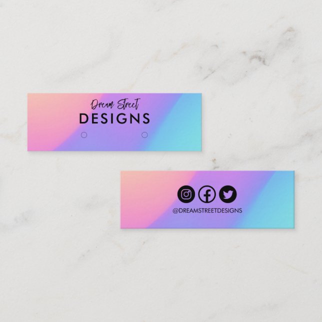 Blue Purple Logo Social Media Earring Display Card (Front/Back)