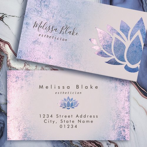blue purple lotus logo business card