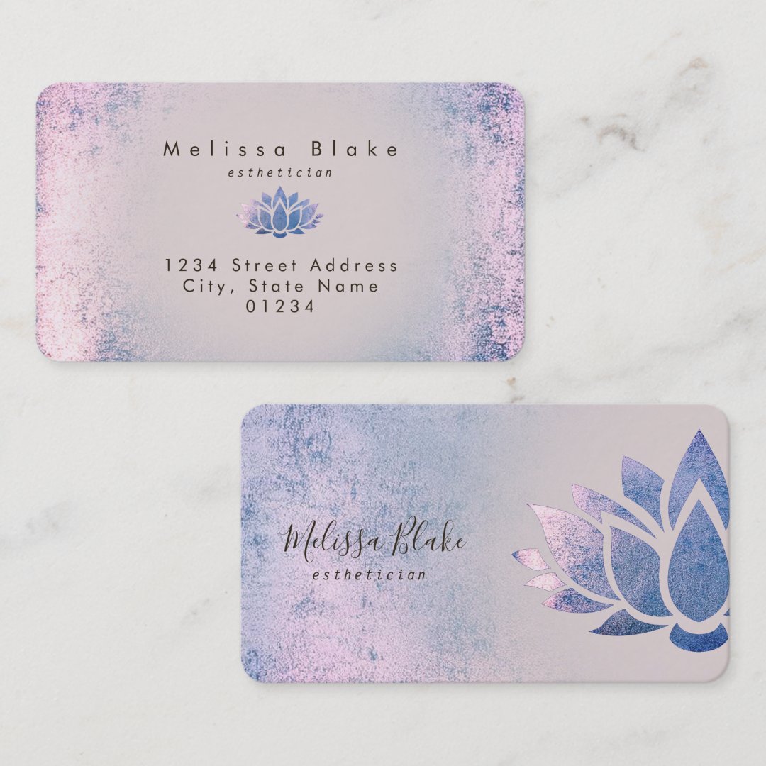 blue purple lotus logo business card | Zazzle