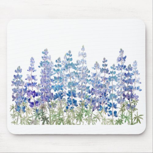 blue purple lupin flowers field horizontal mouse pad