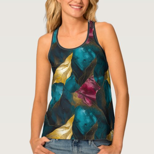 Blue purple magic abstract marble  tank top