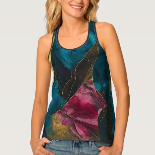 Blue purple magic abstract marble  tank top