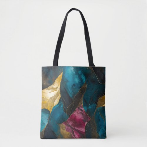 Blue purple magic abstract marble  tote bag