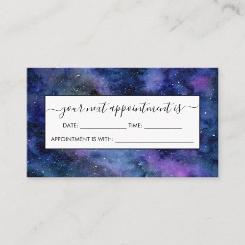 Blue Purple Majestic Starry Nebula Watercolor Appointment Card