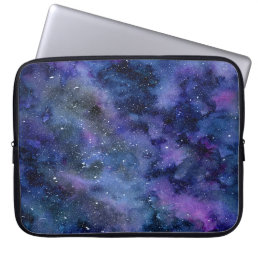 Blue Purple Majestic Starry Nebula Watercolor Laptop Sleeve