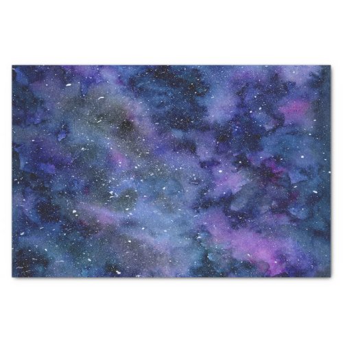 Blue Purple Majestic Starry Nebula Watercolor Tissue Paper