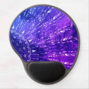 Blue Purple Mandala Clouds Boho Bohemian Gel Mouse Pad