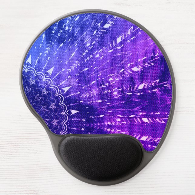 Blue Purple Mandala Clouds Boho Bohemian Gel Mouse Pad (Front)