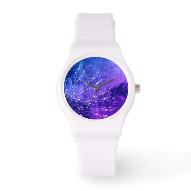 Blue Purple Mandala Clouds Boho Bohemian Watch (Front)