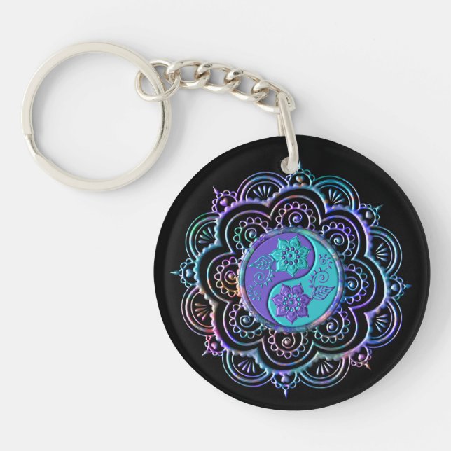 Blue & Purple Mandala Keychain (Front)