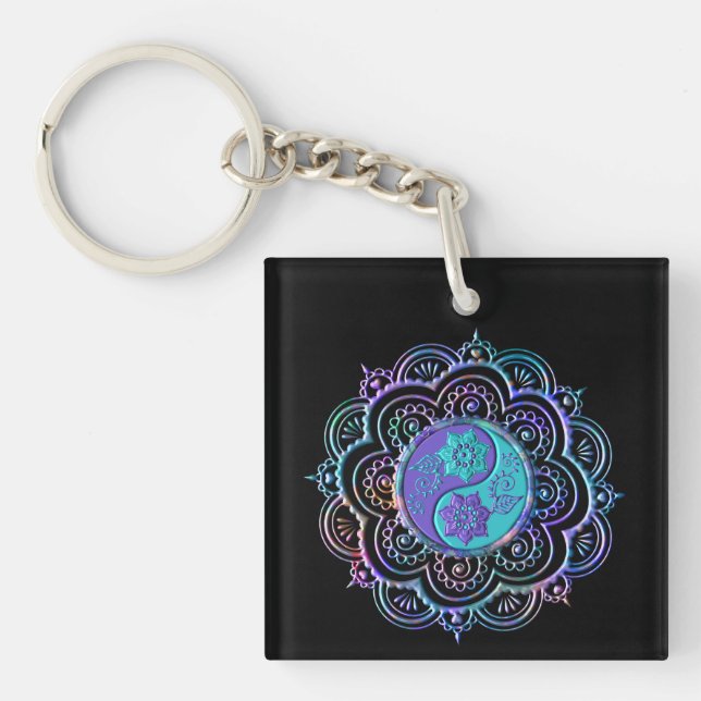 Blue & Purple Mandala Keychain (Front)