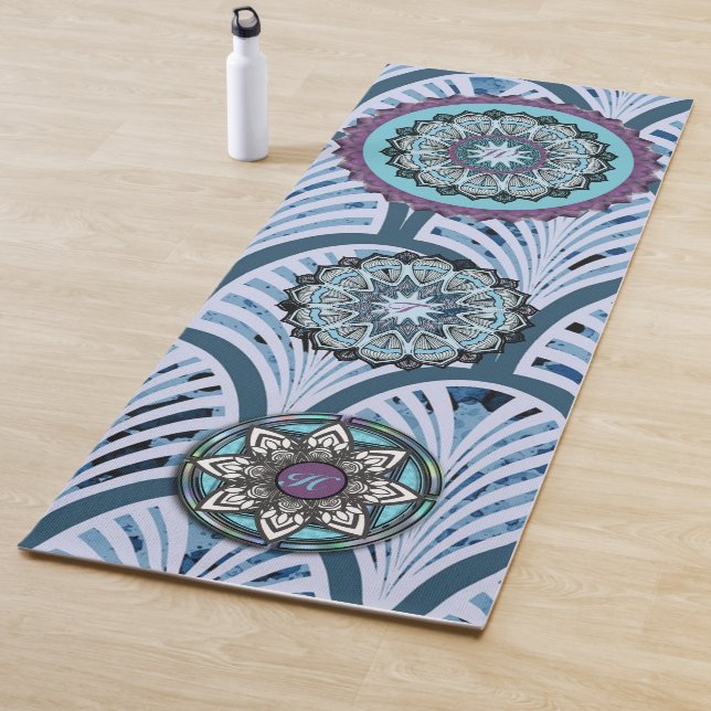 Blue Purple Mandalas Personalized Yoga Mat (In Situ)