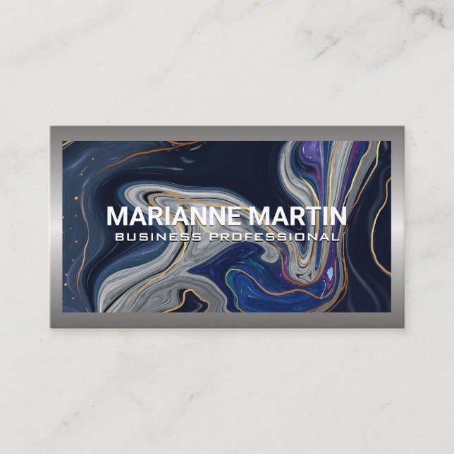 Blue Purple Marble Business Card (Front)