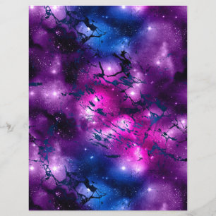 Blue & Purple Marble Galaxy Scrapbook Paper Sheet