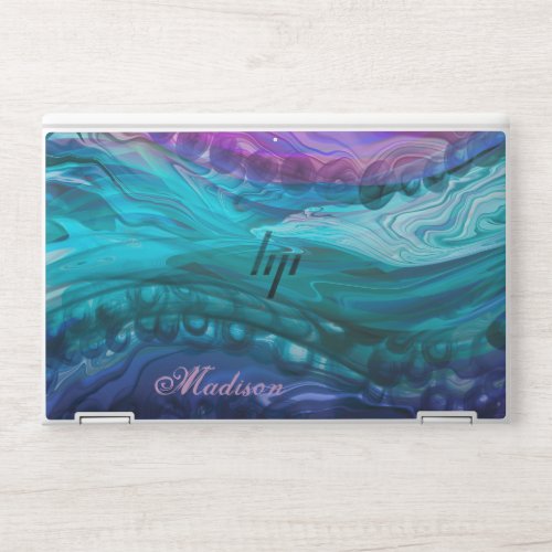 Blue purple marbling waves HP laptop skin