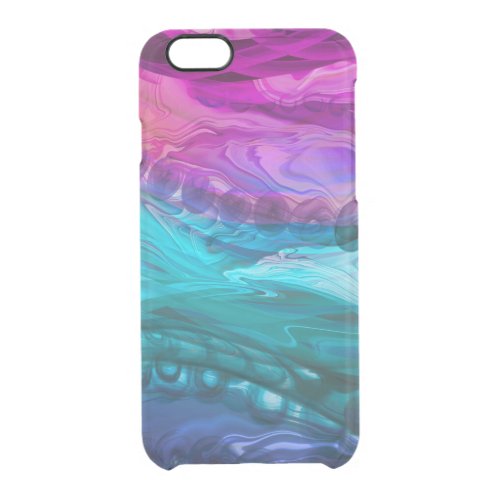 Blue purple marbling waves clear iPhone 66S case