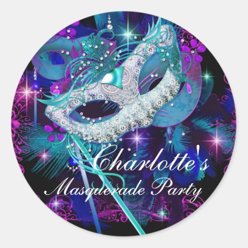 Blue  Purple Masks Masquerade Party Sticker