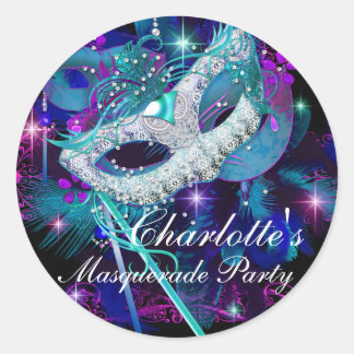 Blue & Purple Masks Masquerade Party Sticker