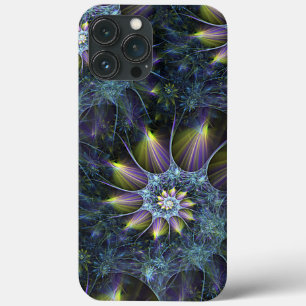 Blue Purple Nautilus Spiral Floral Fractal Pattern iPhone 13 Pro Max Case