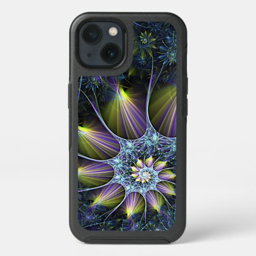 Blue Purple Nautilus Spiral Floral Fractal Pattern iPhone 13 Case