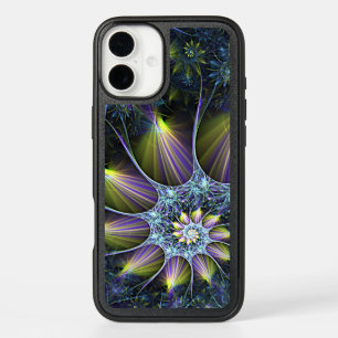 Blue Purple Nautilus Spiral Floral Fractal Pattern iPhone 16 Plus Case