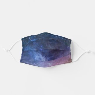 Blue purple night sky space with stars cloth face mask