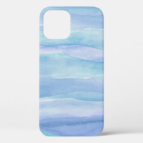 Blue Purple Ocean Layers Watercolor Pattern iPhone 12 Case