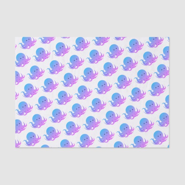 Blue Purple Octopus Cute Animal Tissue Paper (Front)