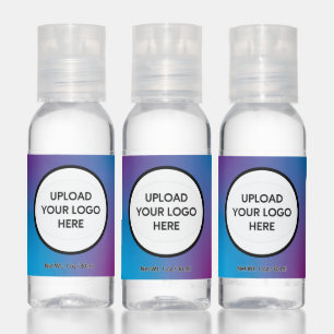 Blue Purple Ombre Business Name Logo Message Hand Sanitizer