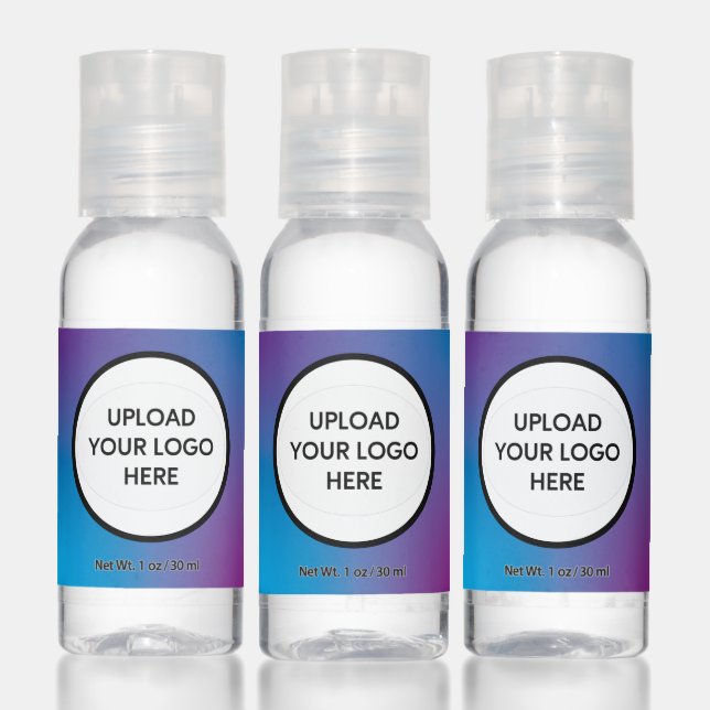 Blue Purple Ombre Business Name Logo Message Hand Sanitizer (Set)