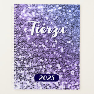 Blue Purple Ombre Chunky Glitter Personalized 2025 Planner