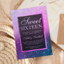 Blue purple ombre glitter elegant chic Sweet 16 Invitation