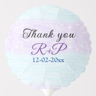 Blue purple ombre glitter sparkle thank you add balloon