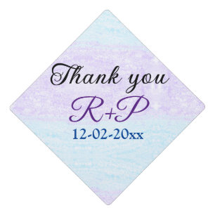 Blue purple ombre glitter sparkle thank you add graduation cap topper