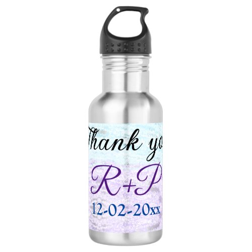 Blue purple ombre glitter sparkle thank you add  stainless steel water bottle
