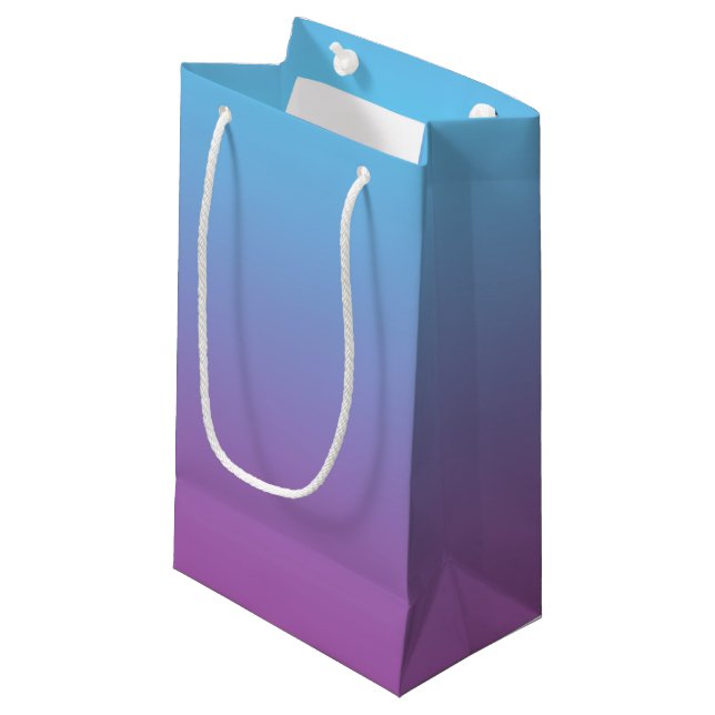 Blue & Purple Ombre Small Gift Bag (Front Angled)