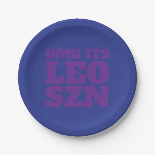 Blue Purple OMG It's Leo SZN Cool Paper Plates