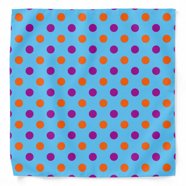 Blue Purple Orange Polka Dot Pattern Bandana (Front)