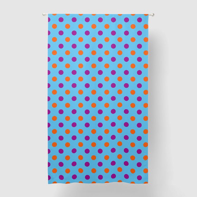 Blue Purple Orange Polka Dot Pattern Blackout Curtains (Front)
